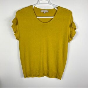 Loft Women Top Size Small Yellow Fall mustard
